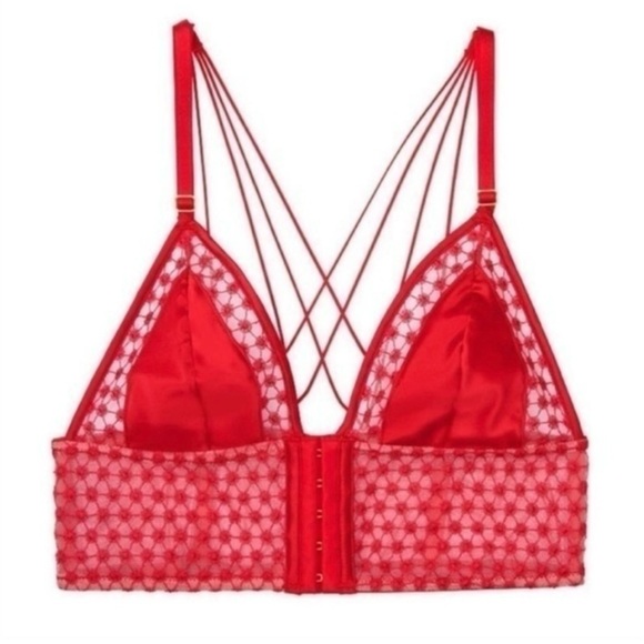 RARE  $9̶5̶ Victoria’s Secret Sexy Strappy Red Satin and Mesh Longline set - Picture 6 of 6
